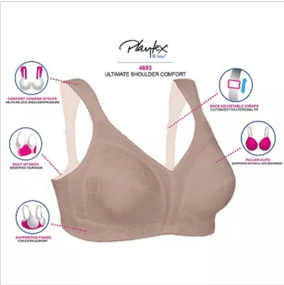 ♦️Playtex 18 hr 4693 ult shoulder comfort 40DDD NWT - Picture 4 of 14